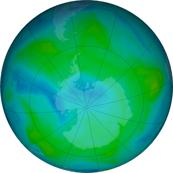 Antarctic ozone map for 23 January 2019